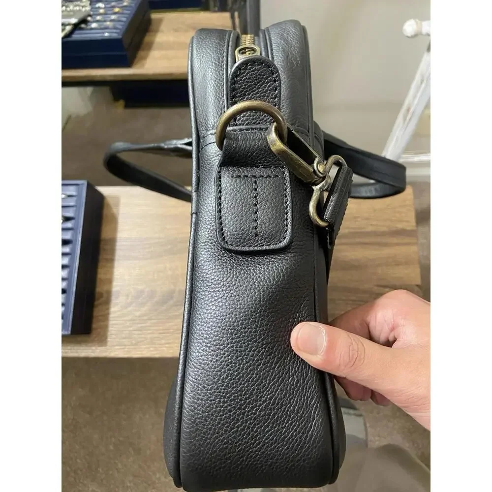 Quavaro Black Eagle Briefcase W Strap, Heavy Duty Leather